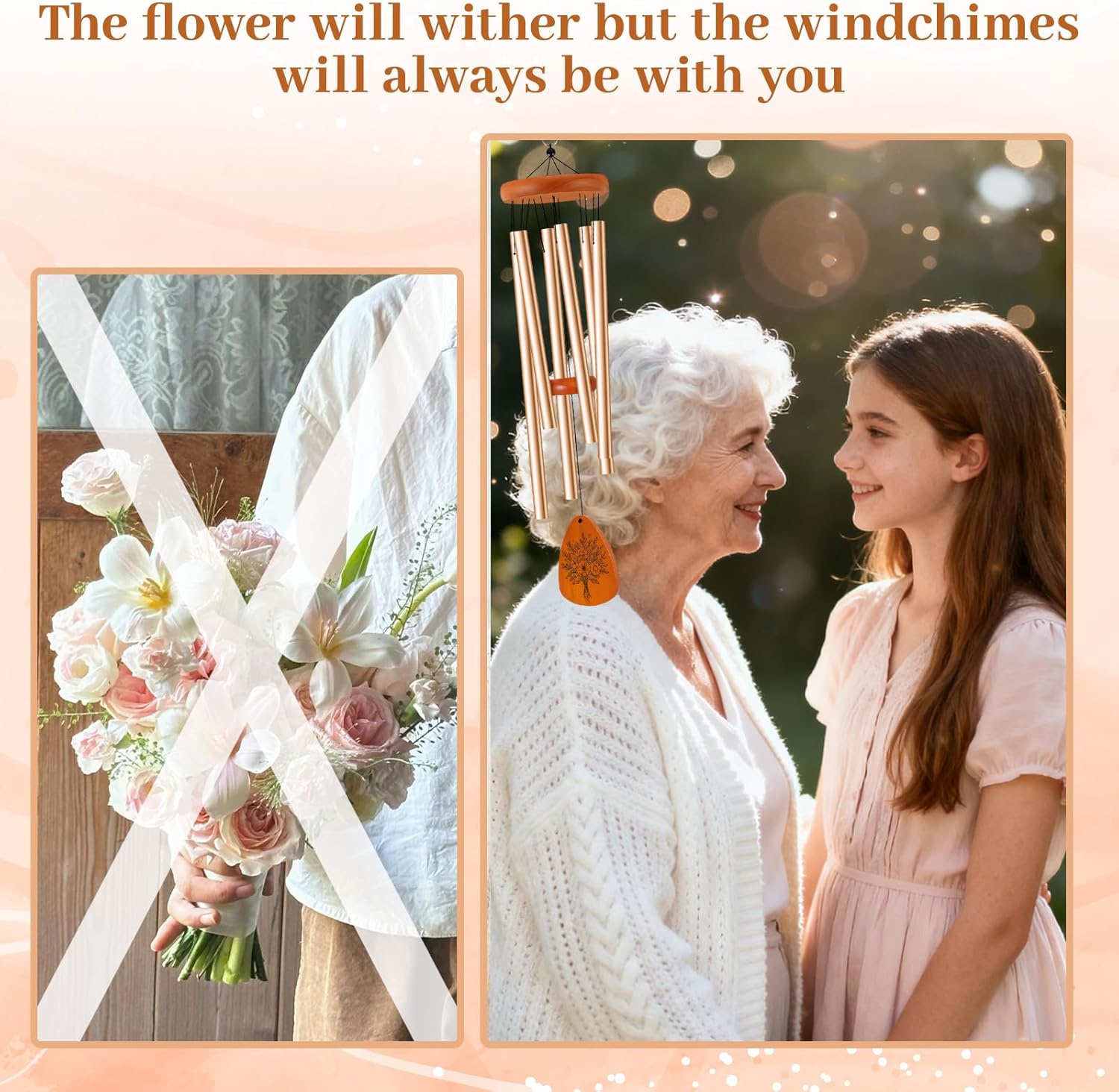 26 Inch Aluminum Wind Chime Gift for Grandma, Gift for Grandma from Grandkids on Christmas Thanksgiving Mother's Day Birthday - Image 7