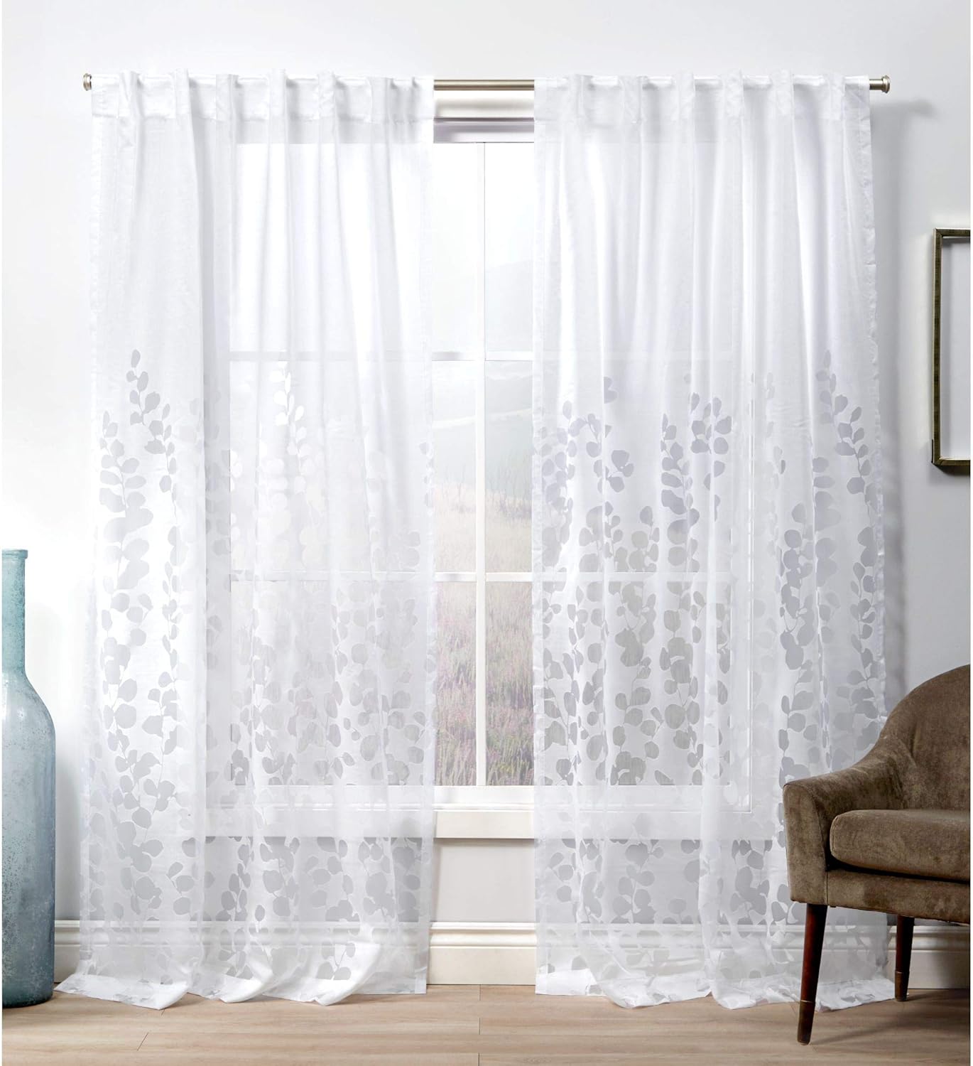EXCLUSIVE HOME Delano Heavyweight Textured Indoor/Outdoor Grommet Top Curtain Panel Pair, 54"x96", Winter White