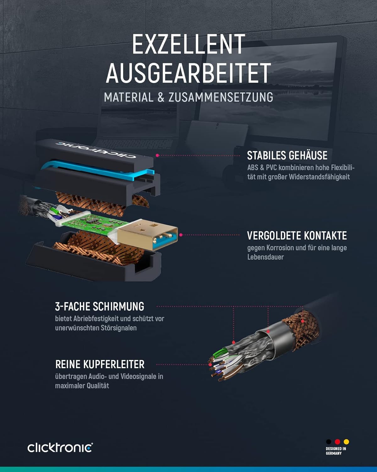 Clicktronic 70090 Casual USB 3.0 Cable, A/B Plug, 0.5m Length