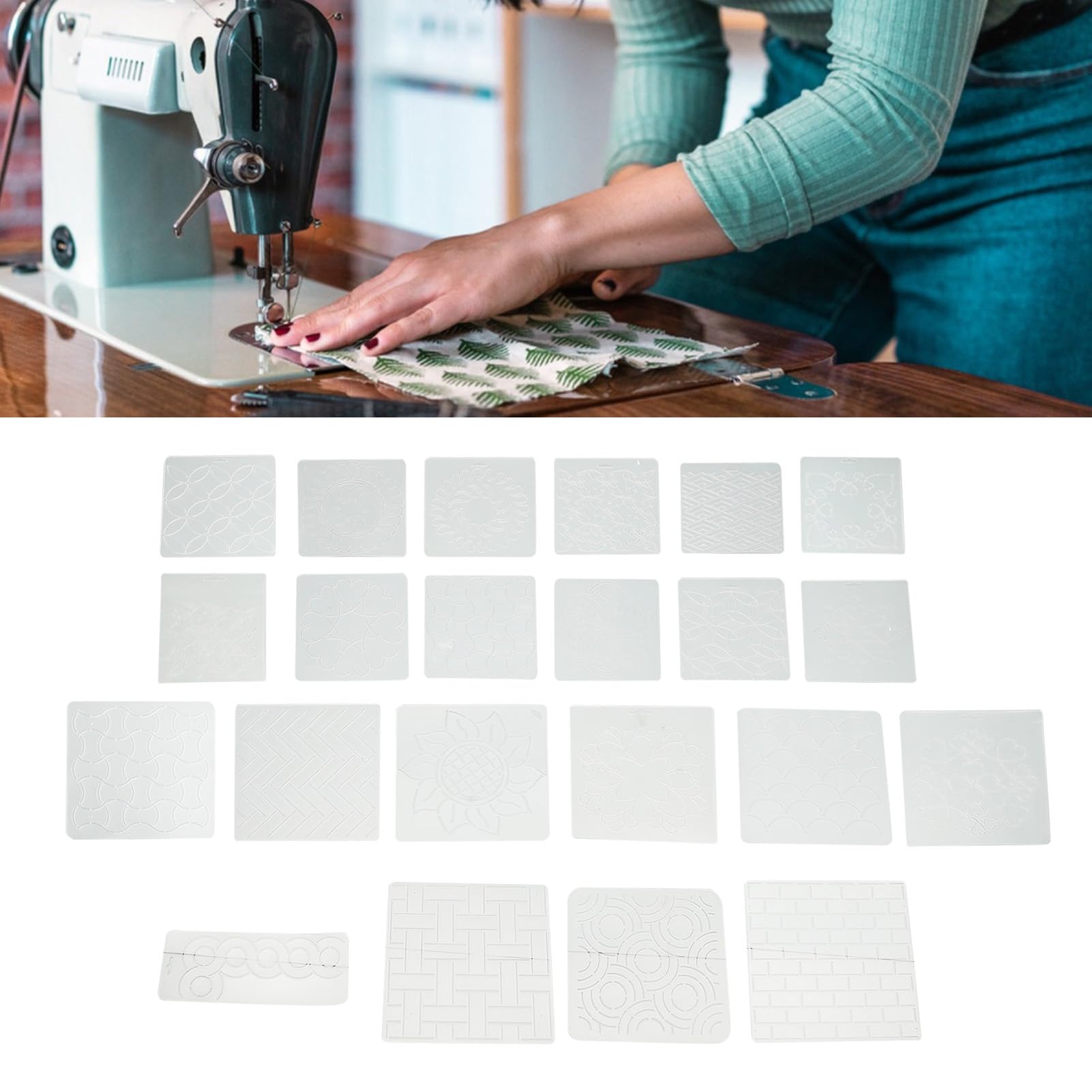 Set di Modelli per Quilting da 22 Pezzi, Modelli di Taglio per Quilting in PP Satinato per Quilting, Righello per Macchina da Cucire, Modelli per Trapunta Patchwork a Mano Fai da