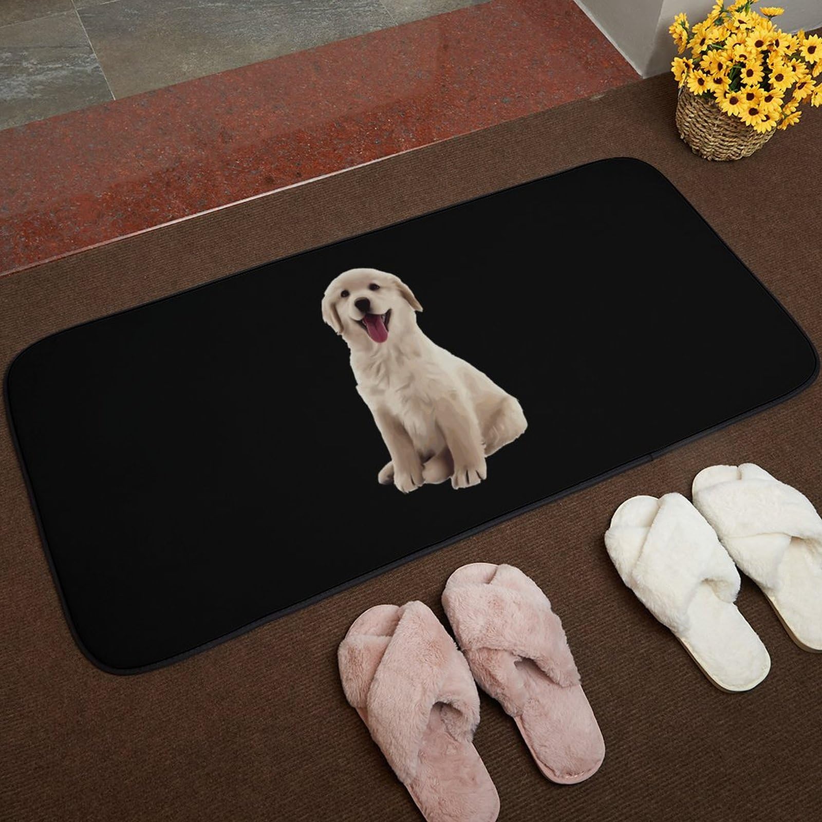 Amazon | ゴールデンレトリバー 犬柄 笑顔 カーペット ラグマット 絨毯 