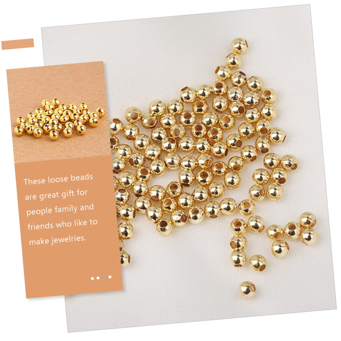 Uonlytech 300 Cuentas Espaciadoras Doradas para Joyería Diy, Cobre Ligero, Fáciles de Usar, Adecuado para Pulseras y Manualidades