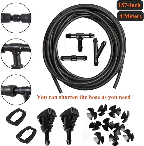 Miniatura 3 de Kit de boquillas de limpiaparabrisas para Chrysler Dodge Jeep, kit de manguera de boquilla para limpiaparabrisas con manguera de líquido para