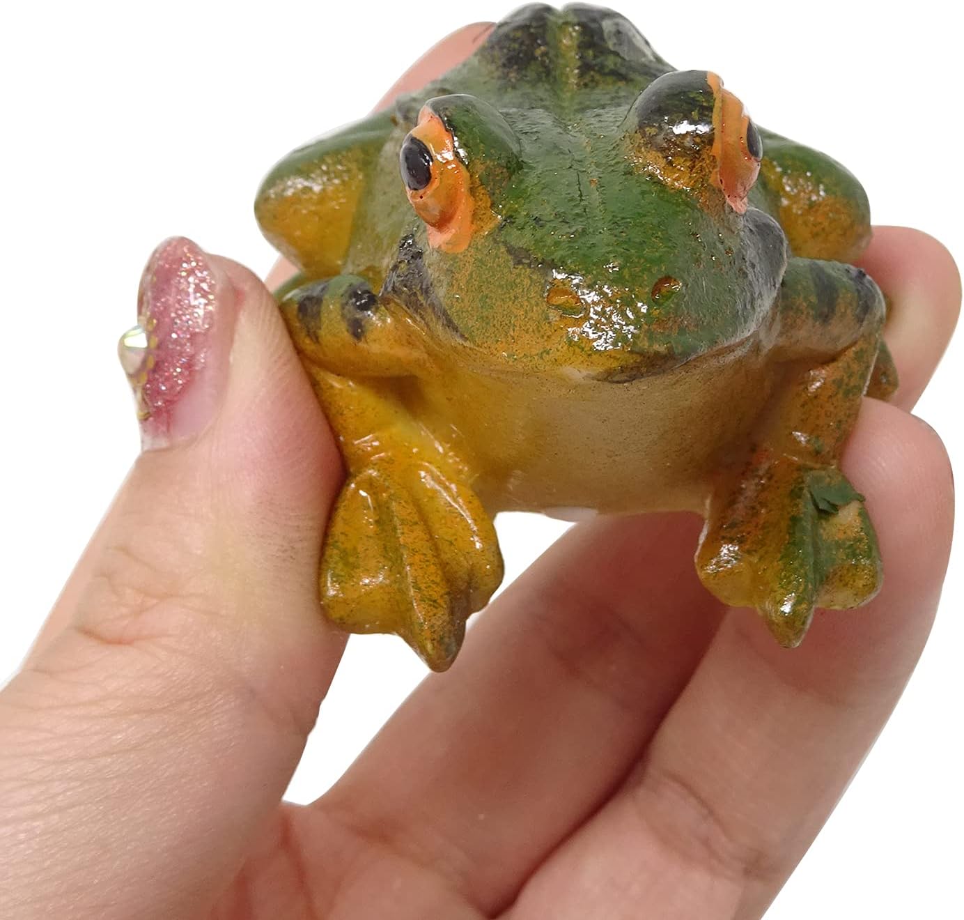 Honbay 2PCS Frog Statue Ornaments Mini Frog Cake Topper Resin Animal Sculpture for Fairy Garden, Micro Landscape, Desk, Cake, Window Sills, Shelf, Flower Pots, Pond Decoration image 3