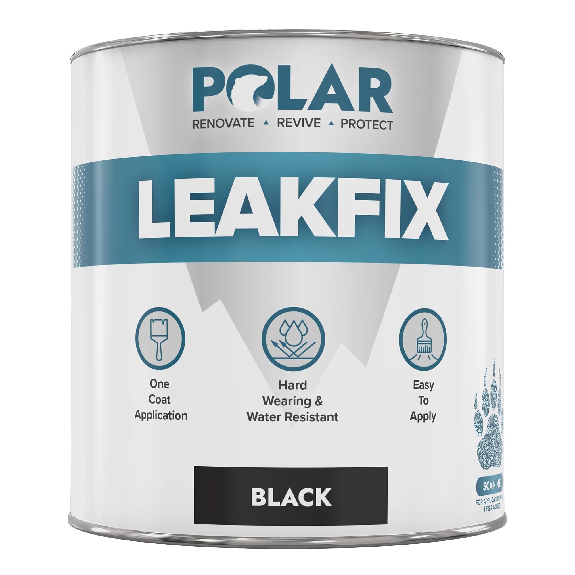 Polar Specialist Coatings Premium Leak Seal Black Paint - 500ml - Instant Waterproof Roof Sealant - Ideal for Leaks, Cracks & Roof Repair - Concrete, Brick, Metal, Drainpipes & Gutters - Easy to Apply