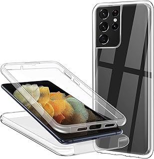 Fodral till Samsung Galaxy S21 Ultra 5G mobiltelefonfodral 360 grader, transparent fullt skydd reptåligt tunt genomskinlig...