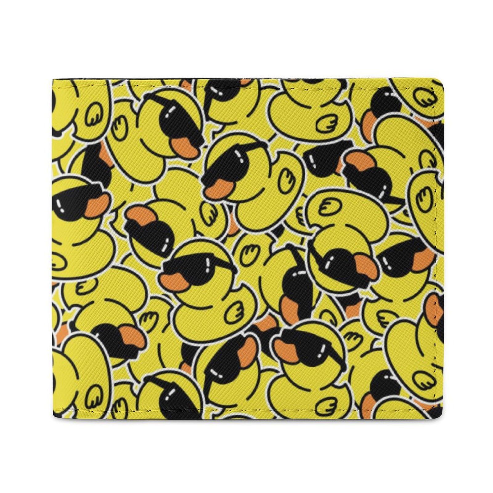 PUYWTIY BifoldID Card Men's Wallet, Slim and Thin Wallet Multi Purpose Coin Purse, Funny Sunglasses Yellow Rubber Duck Stylish Credit Card Cash Id Holder