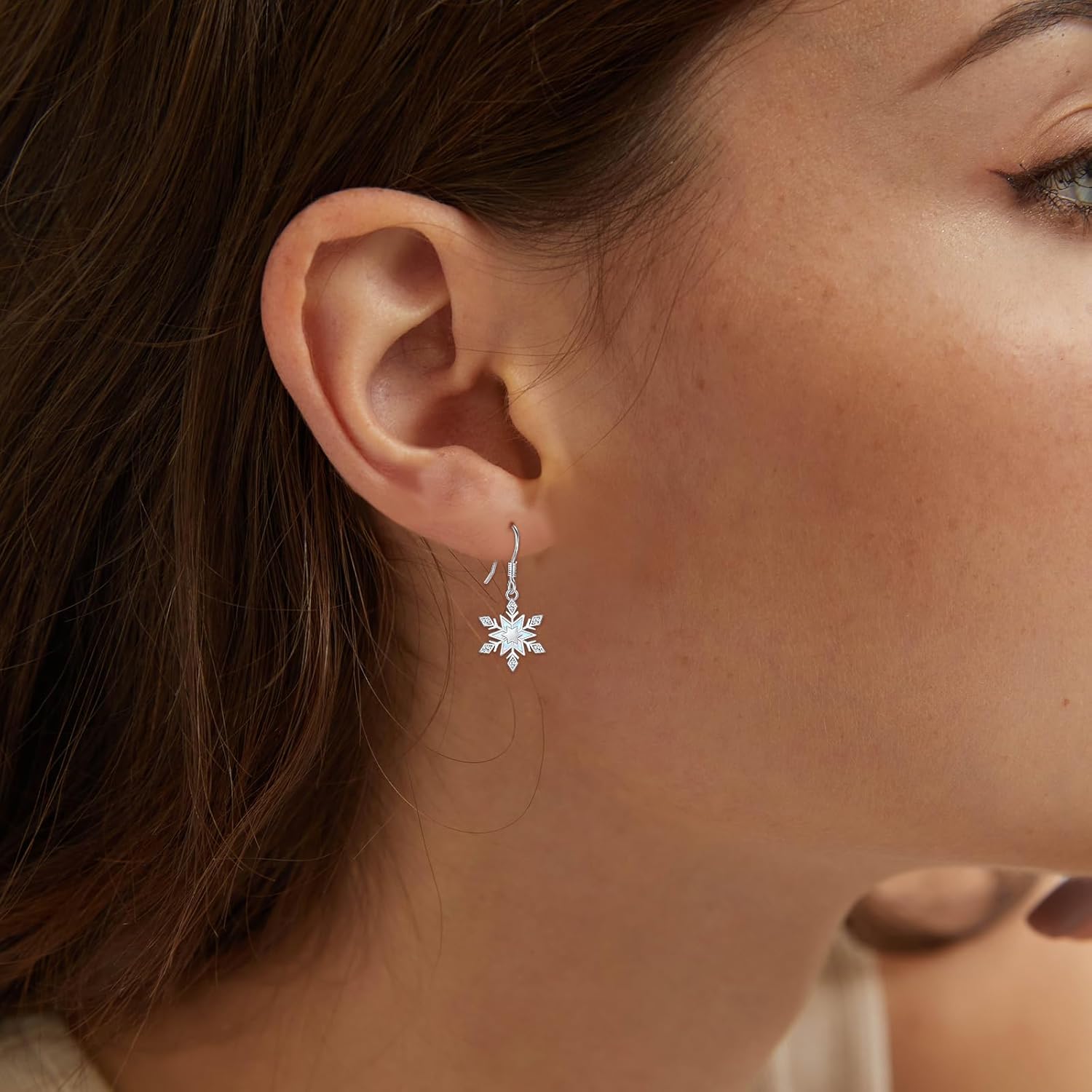 Midir&Etain Snowflake Earrings 925 Sterling Silver Winter Dangle Drop Earrings Christmas Jewelry Gift for Women Christmas Stocking Stuffing - Image 6