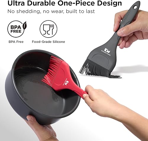 Miniatura 5 de Kitchen Mama Platinum - Juego de utensilios de silicona extra anchos para repostería y untar, resistentes al calor, aptos para lavavajillas, para