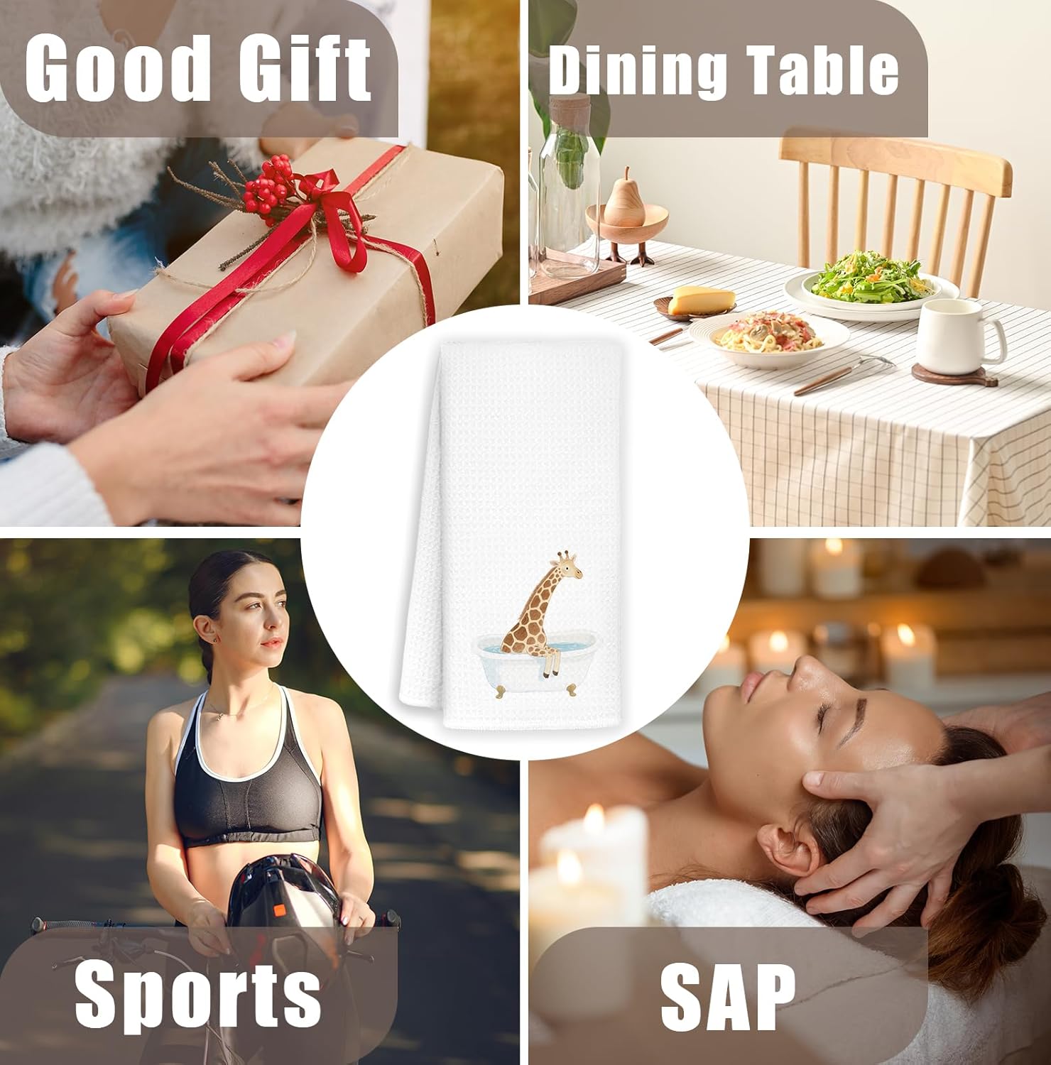 Funny Giraffe Bathroom Hand Towels Set of 2, Kids Bathroom Decor, Giraffe Gifts for Women Kids, Wild Animal Hand Towels for Bath Room Washroom Toilet, 16x24 Inch - Image 8