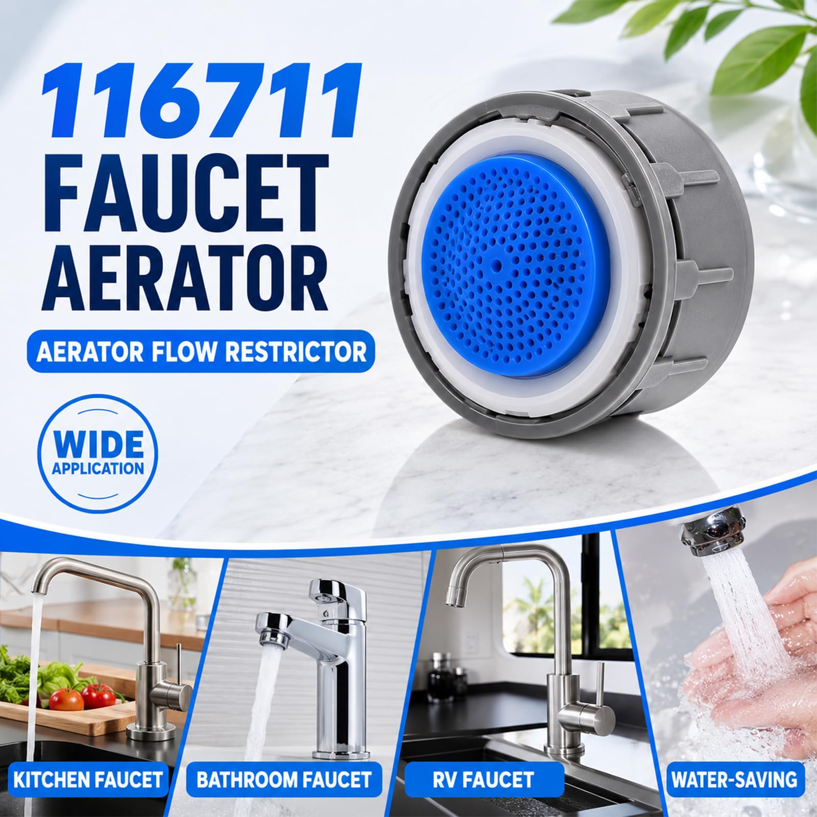 Paquete de 3 aireadores de grifo, aireador de grifo 116711 de 1.5 Gpm para Moen Baño Cocina Insertos Piezas de Repuesto Piezas de Repuesto Retrictor de Flujo Inserto Aireadores de Grifo de Repuesto