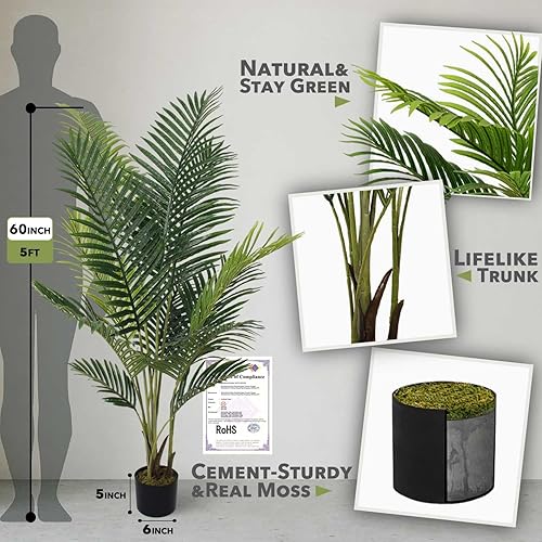 Miniatura 29 de Aveyas Árbol artificial de pájaro del paraíso de 6 pies para decoración del hogar, planta sintética de 6 pies, hoja de plátano de seda falsa, Árbol