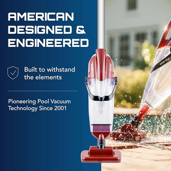 POOL BLASTER Pulse Cordless Pool Vacuum for Above Ground Pool - American-Engineered Hoseless Vac with XL Debris Chamber & 45 Pole - Rechargeable Cleaner with 7.5 Head & 45 Min Runtime