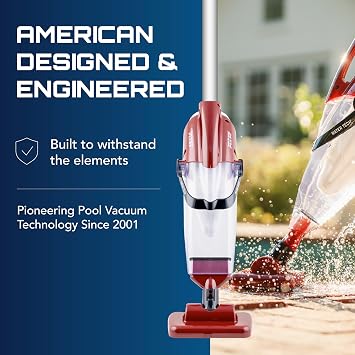 POOL BLASTER Pulse Cordless Pool Vacuum for Above Ground Pool - American-Engineered Hoseless Vac with XL Debris Chamber & 45 Pole - Rechargeable Cleaner with 7.5 Head & 45 Min Runtime