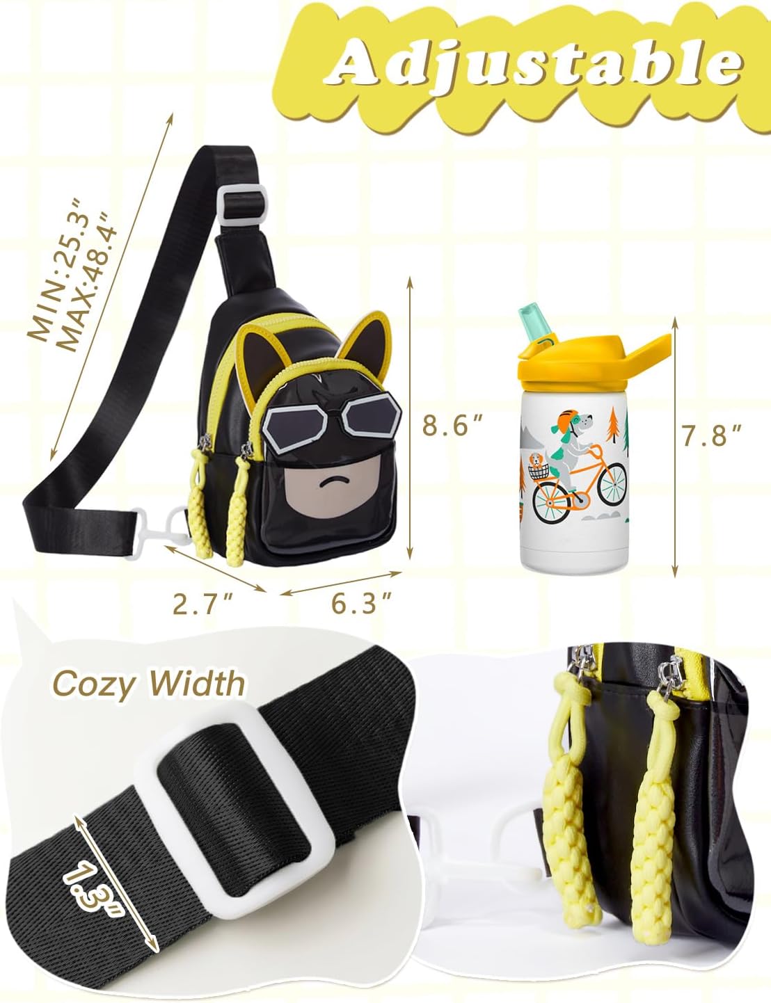 COSHAYSOO Cute Kids Sling Bag Preschool Crossbody Shoulder Purse 3D Animal Cartoon, 3 4 5 6 Year Old Girl Boy Birthday Gifts image 5