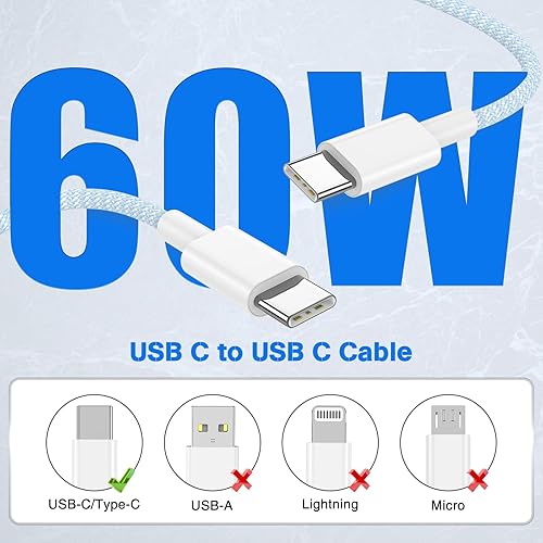 Vista 92 de Carplay - Cable de carga USB C para iPhone 16 15 Pro Max, paquete de 4 [3/3/6/6 pies] 60 W USB C a USB C cable y USB A a USBC cable de carga rápida
