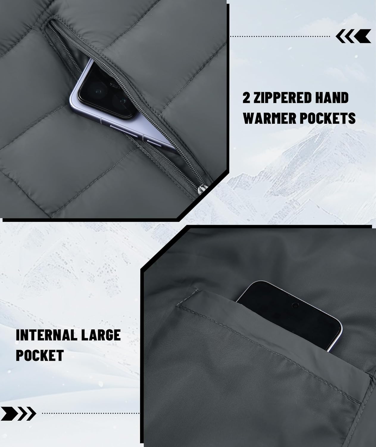 Men's Puffer Jacket Lightweight Winter Warm Jackets Quilted Hoodie Water Resistant Zip Up Insulated Puffy Coat with Hood - Image 5