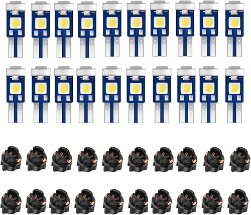 Miniatura 1 de 20 luces LED T5 para tablero de automóvil, color blanco superbrillante 74 37 2721 PC74 de repuesto con enchufe de bloqueo giratorio, para puerta