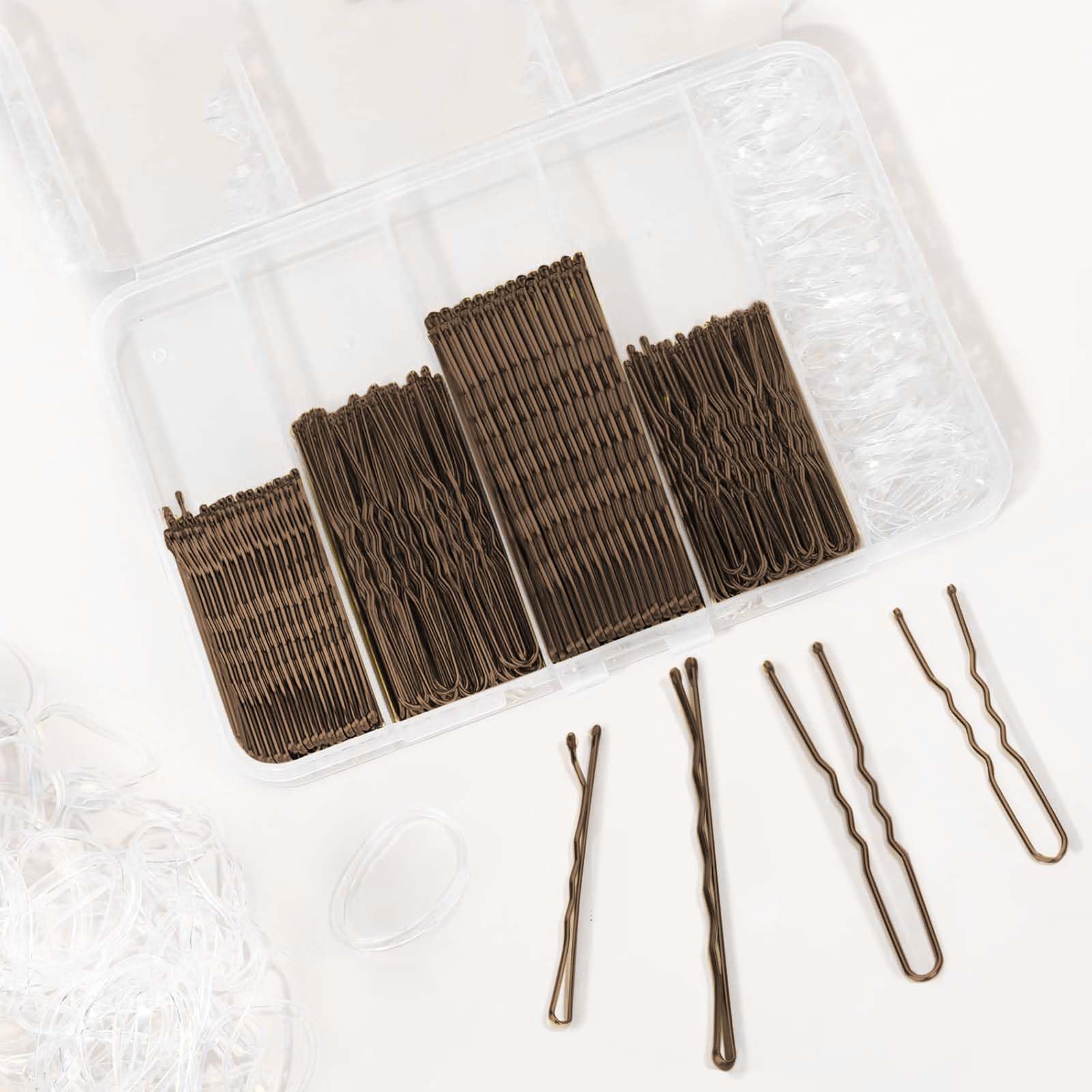 Bobby Pins, ShiningUU 300 Pieces Brown Hair Pins for Women Hair Grips Set including Storage Box, Kirby Grips