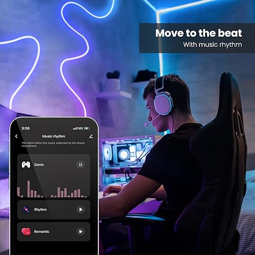 Miniatura 4 de Feit Electric Tira de luces de neón inteligentes de 10 pies, tira de luz LED flexible de persecución de color RGBW, WiFi de 2.4 GHz, funciona con