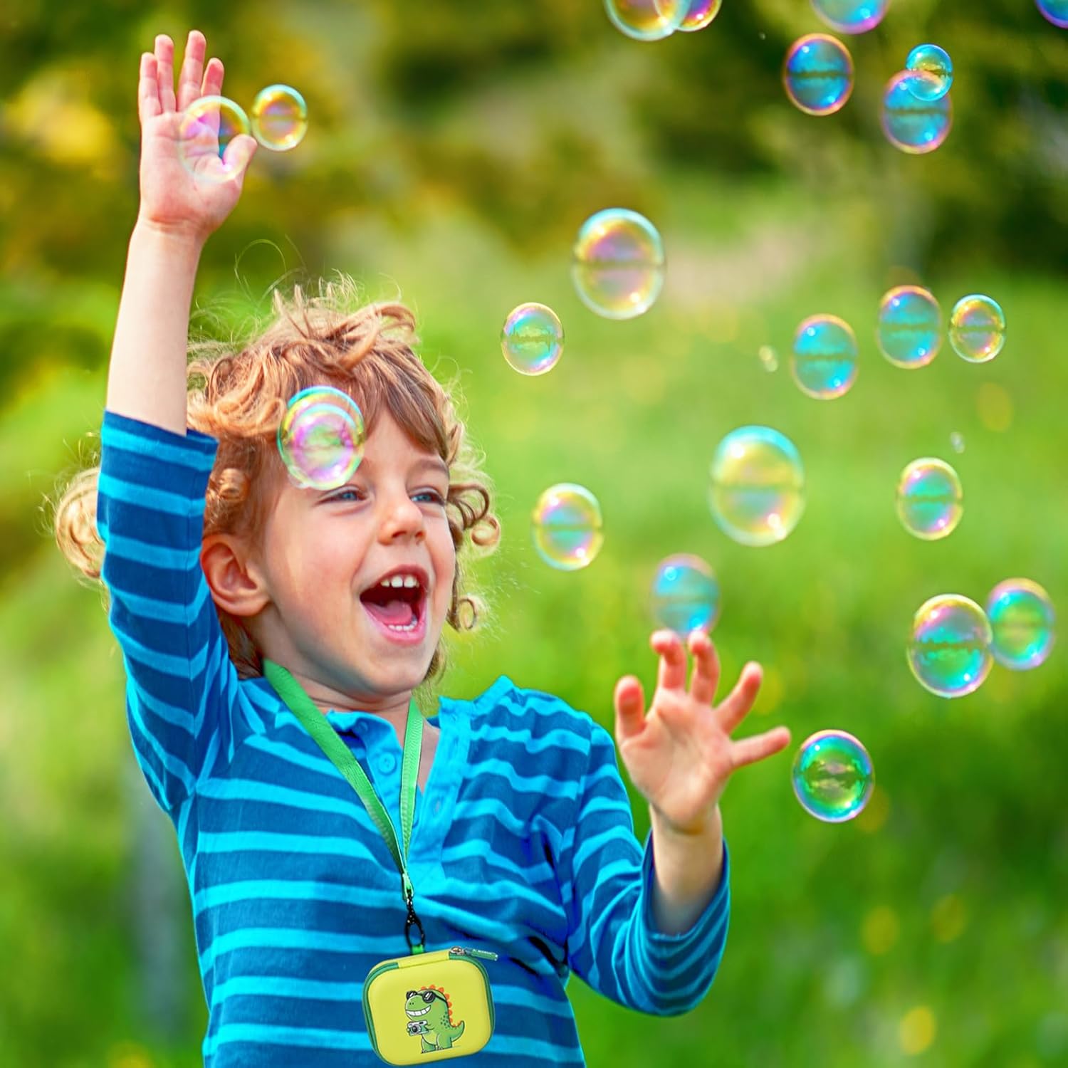 Kids Camera Case Compatible with YEEHAO/Goopow/Hangrui/Masterbee/OUTUVAS/GKTZ Digital Video Camera Toys Camcorder Storage Holder Carrying - Green Dinosaur(Case Only) (Green dinosaur) - Image 6