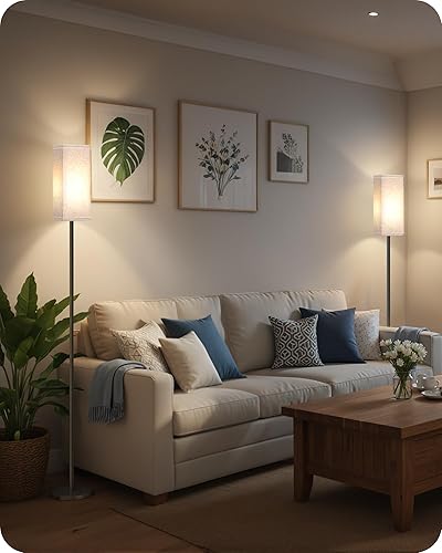 Miniatura 6 de Juego de 2 lámparas de pie para sala de estar, modernas lámparas de pie altas con interruptores de pie, bombilla no incluida, 64.6 pulgadas, para