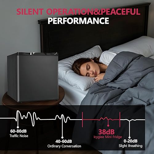 Miniatura 7 de Mini refrigerador de 1.7 pies cúbicos con congelador, refrigerador compacto de una sola puerta reversible, termostato ajustable y mini refrigerador