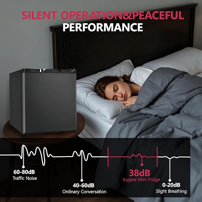 Icyglee 1.7 Cu.Ft Mini Fridge with Freezer, Single Reversible Door Compact Refrigerator, Adjustable Thermostat&Energy Saving Mini Fridge for Bedroom, Dorm, Office, Low Noise, Black on Fridge.com