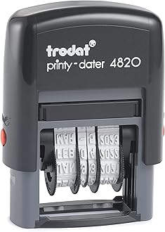 Trodat Printy 4820 Date Stamp, Self-Inking Stamp for Professional and Personal Applications, 3/8” x 1-¼”, Eco-Friendly Climate Neutral Product (Blue)