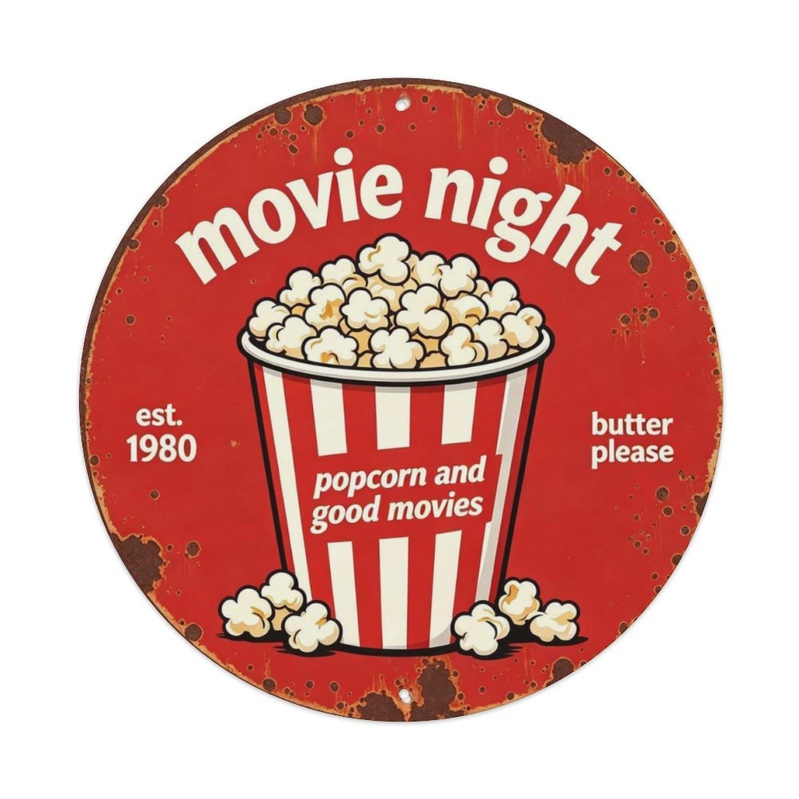 Popcorn And Good Movies Metal Tin Sign Plaque