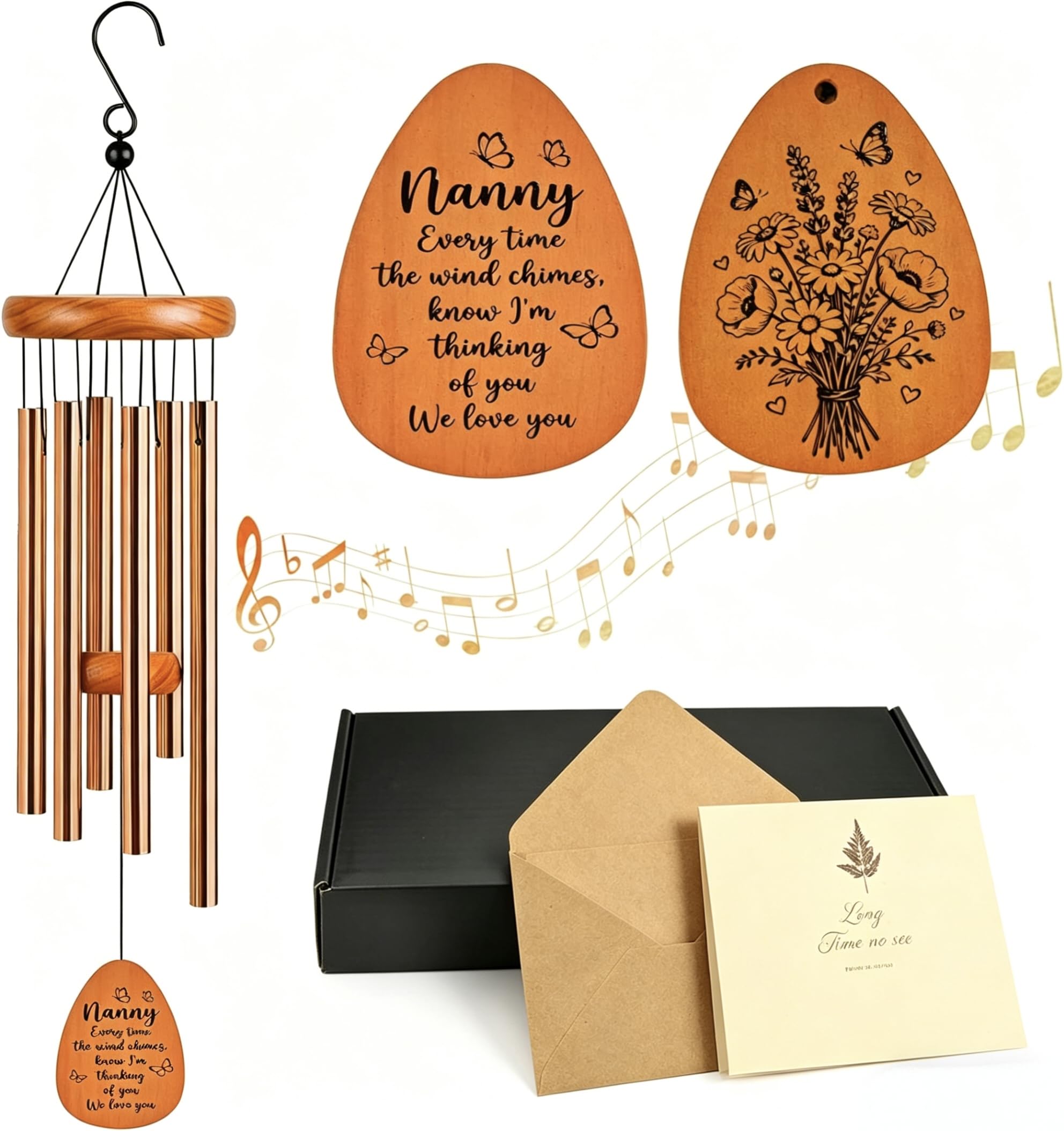 Nanny Gifts, Gifts for Nanny, Birthday Gift Idea from Grandkids, Nan Gifts, 70th Birthday Gifts for Women, Wind Chime for Thanksgiving, Christmas, Garden Yard Home Outdoor Indoor Decor