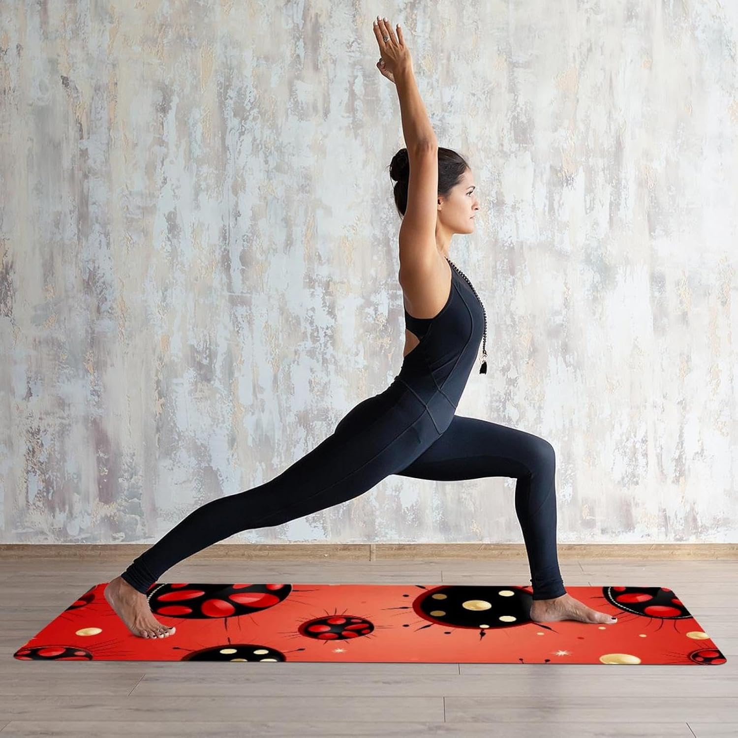 Yoga Towel, Ladybug Pattern Non Slip Sweat Absorbent Hot Yoga Mat Towel for Hot Yoga, Pilates and Fitness - 72.8" x 26.8"