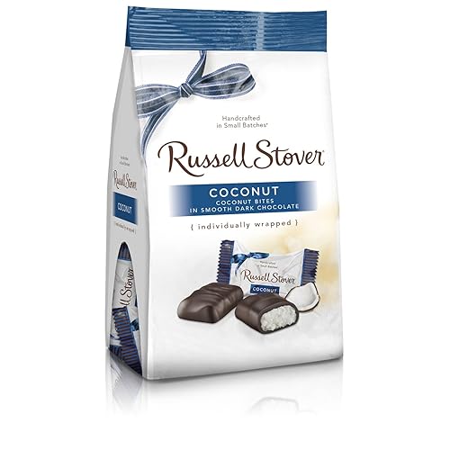 Miniatura 1 de Russell Stover Coco de chocolate oscuro mini bolsa de refuerzo de 6 onzas coco dulce cubierto de rico caramelo de chocolate envuelto individualmente