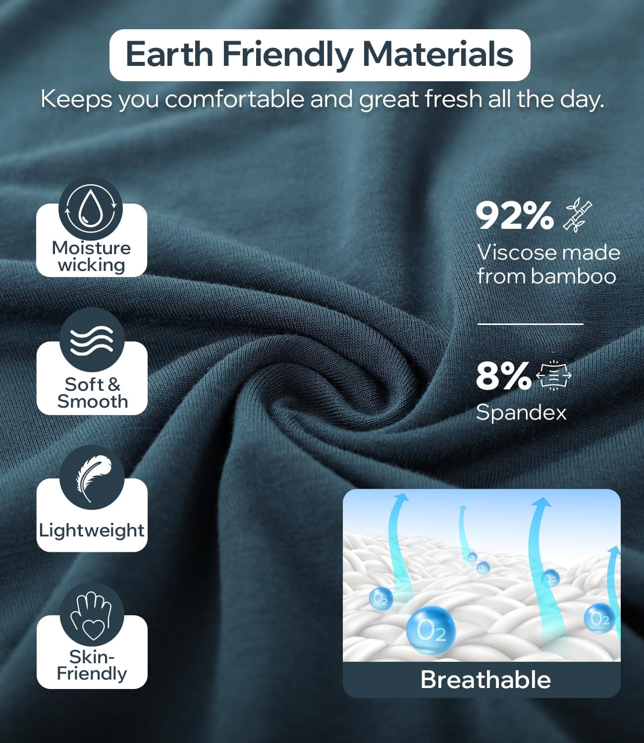 BAMBOO COOL Mens Pajama Set Summer Pjs Sleepwear Short Sleeve Shirts Soft Lightweight Sleep Sets Loungewear with Pockets - Image 3