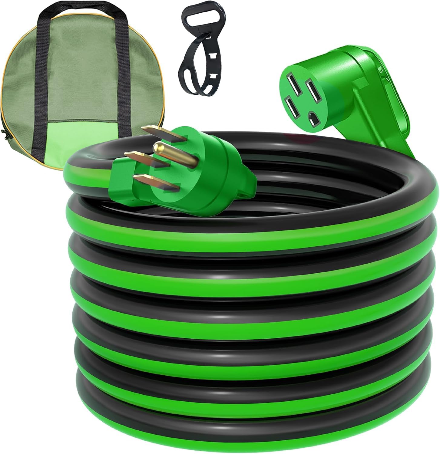 Cable de extensión de 25 pies y 50 amperios RV/EV para exteriores, resistente al agua, cable de alimentación STW RV de 4 clavijas, NEMA 14-50P/R, enchufe estándar para carga EV y caravanas,