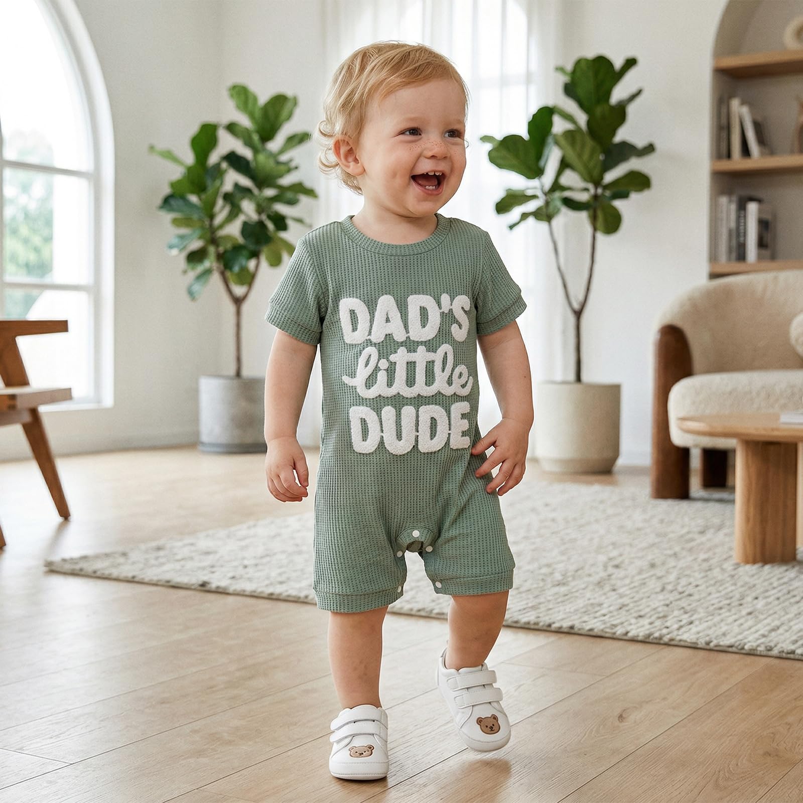 Loalirando Neugeborene Baby Jungen Kleidung Sommer One Piece Outfit Waffelstrick Kurzarm Einteiler