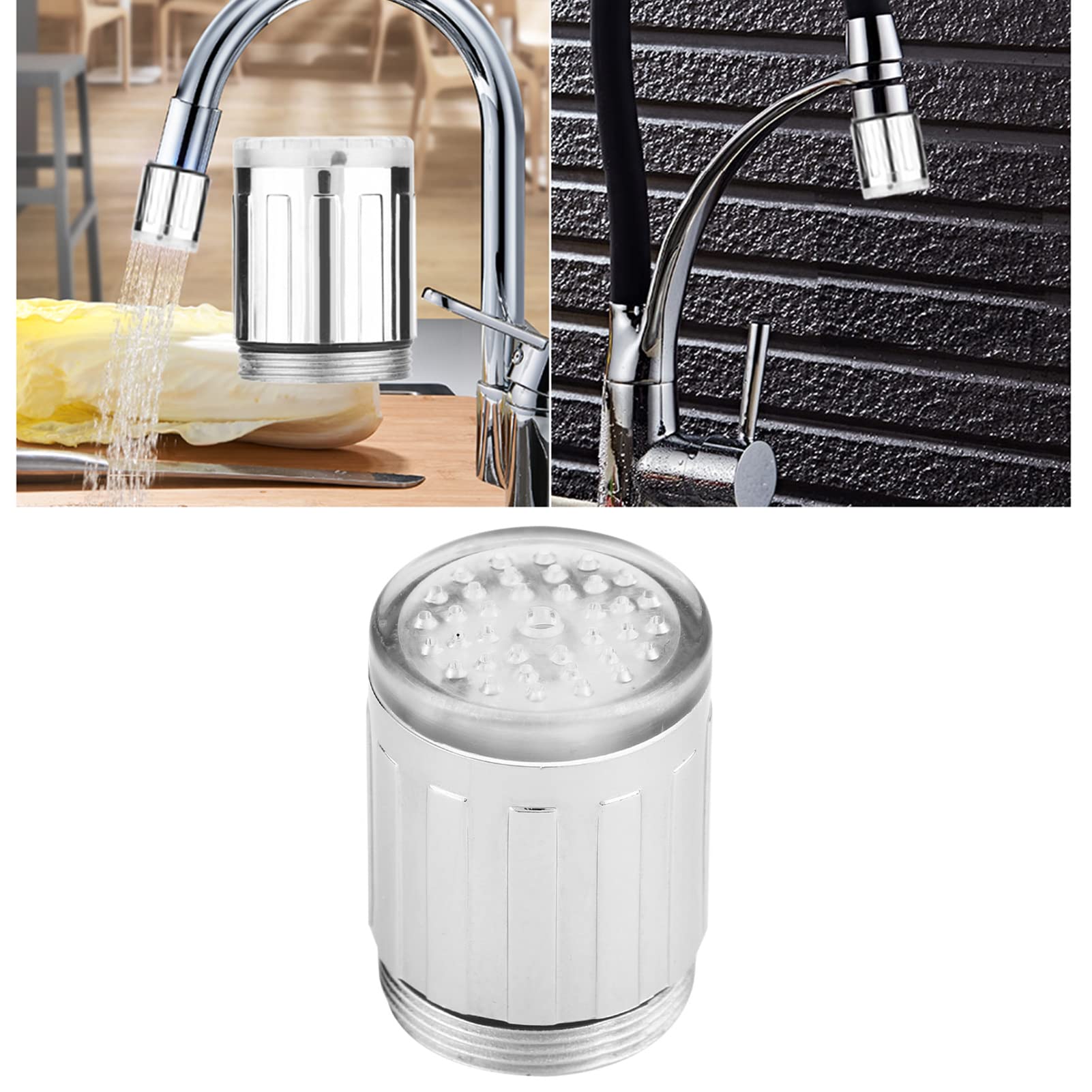 3-Color Temperature Sensitive Gradient LED Water Faucet Light Water Stream Color Changing Faucet Tap Sink Faucet for Kitchen — view 3