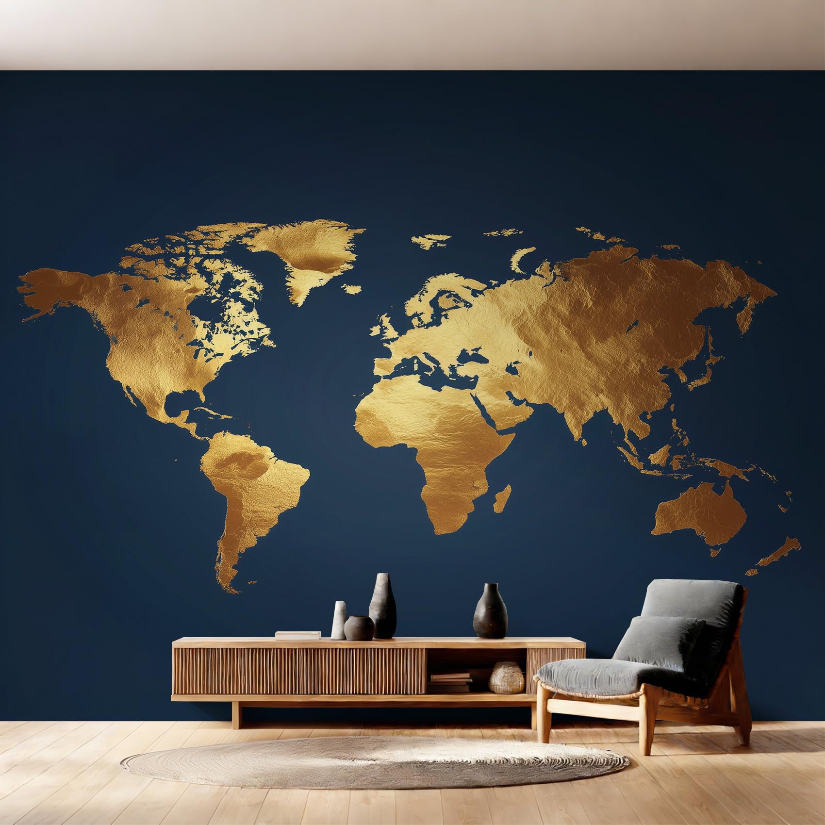 Carte du monde géographique en papier peint pour une chambre éco-responsable