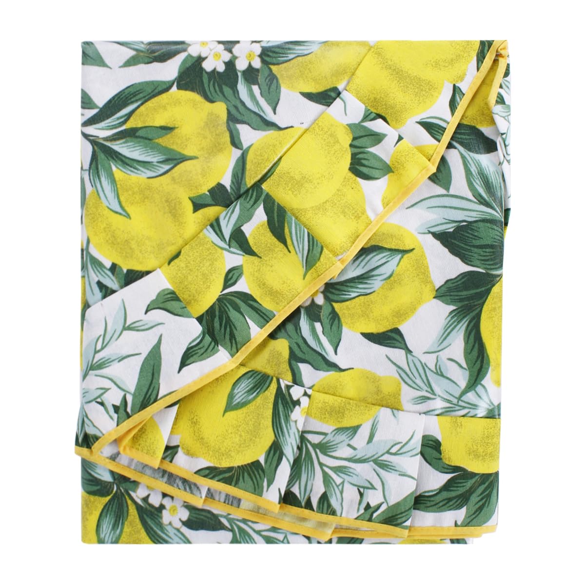 SaRani Tovaglia Plastificata con Stampa Limoni, Foglie Verdi e Volant, Impermeabile (Giallo, 140x230 cm)