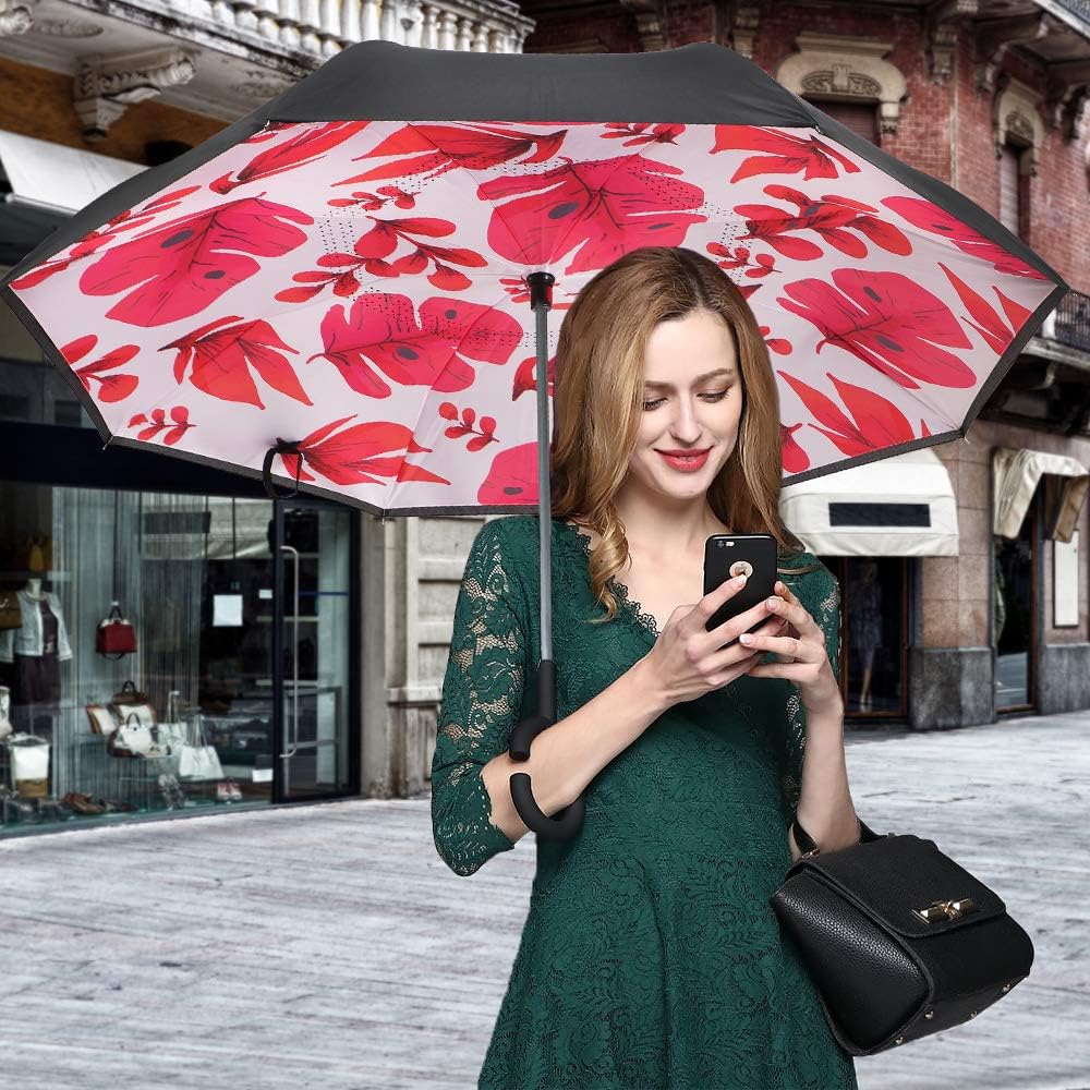 ZOMAKE Inverted Umbrella, Double Layer Reverse Umbrella Large Upside Down Umbrella with UV Protection, Windproof Inside Out Umbrella for Women with C-Shaped Handle