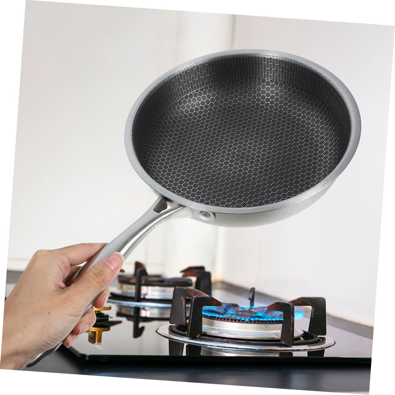 Alipis Padella Distribuzione Uniforme del Calore, Versatile in Acciaio Inossidabile con Superficie a Nido D'ape per Uova per Cucina Quotidiana