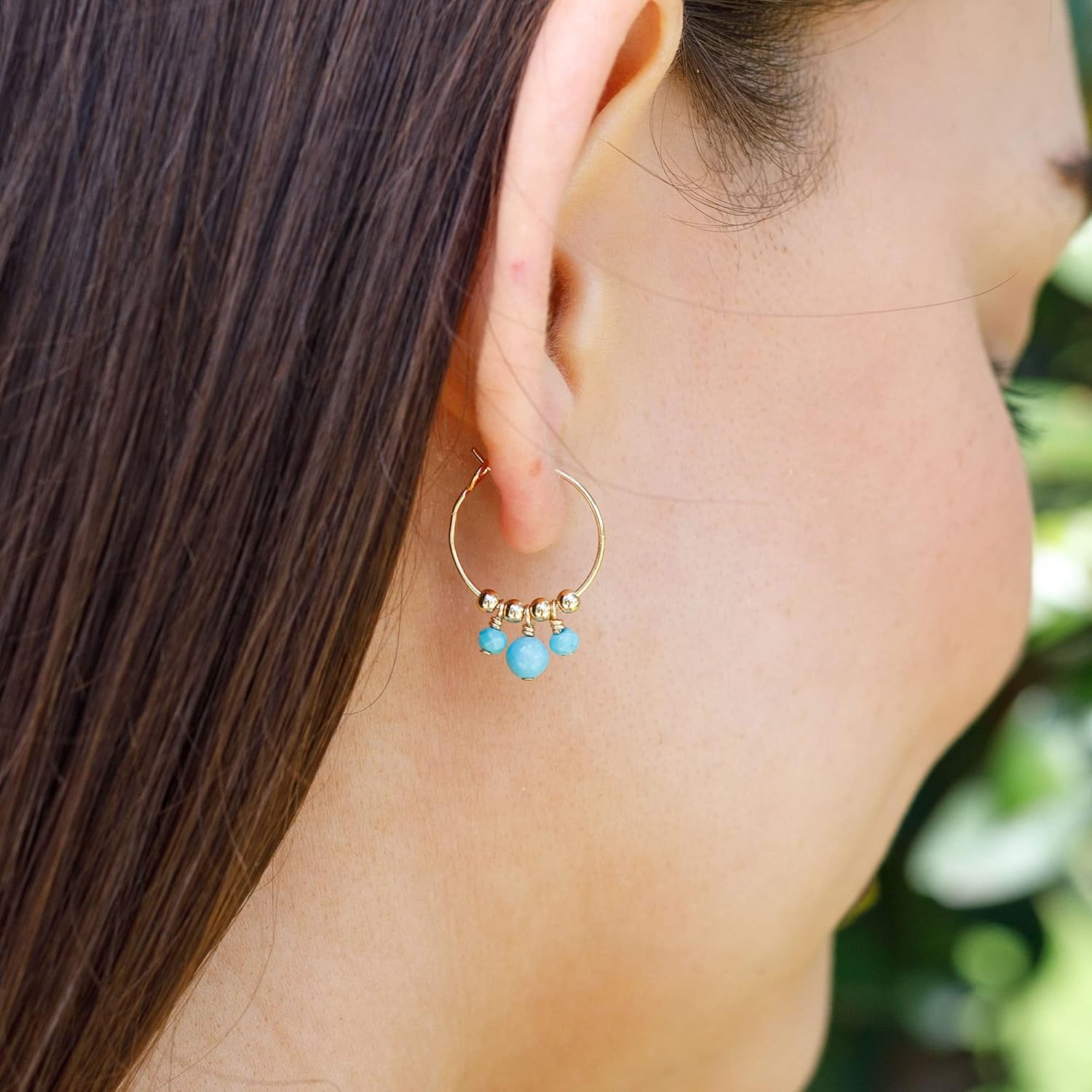 Luna Tide Turquoise Hoop Earrings in 14k Gold Fill