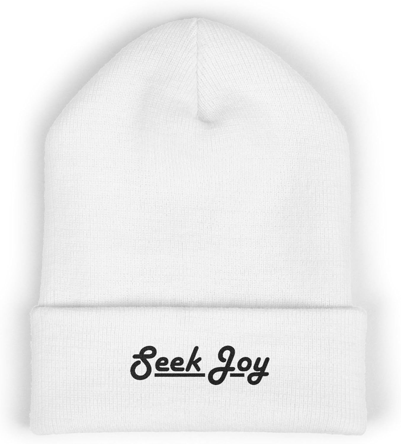Premium Classic Cuffed Beanie Hat - Seek Joy Embroidered Message