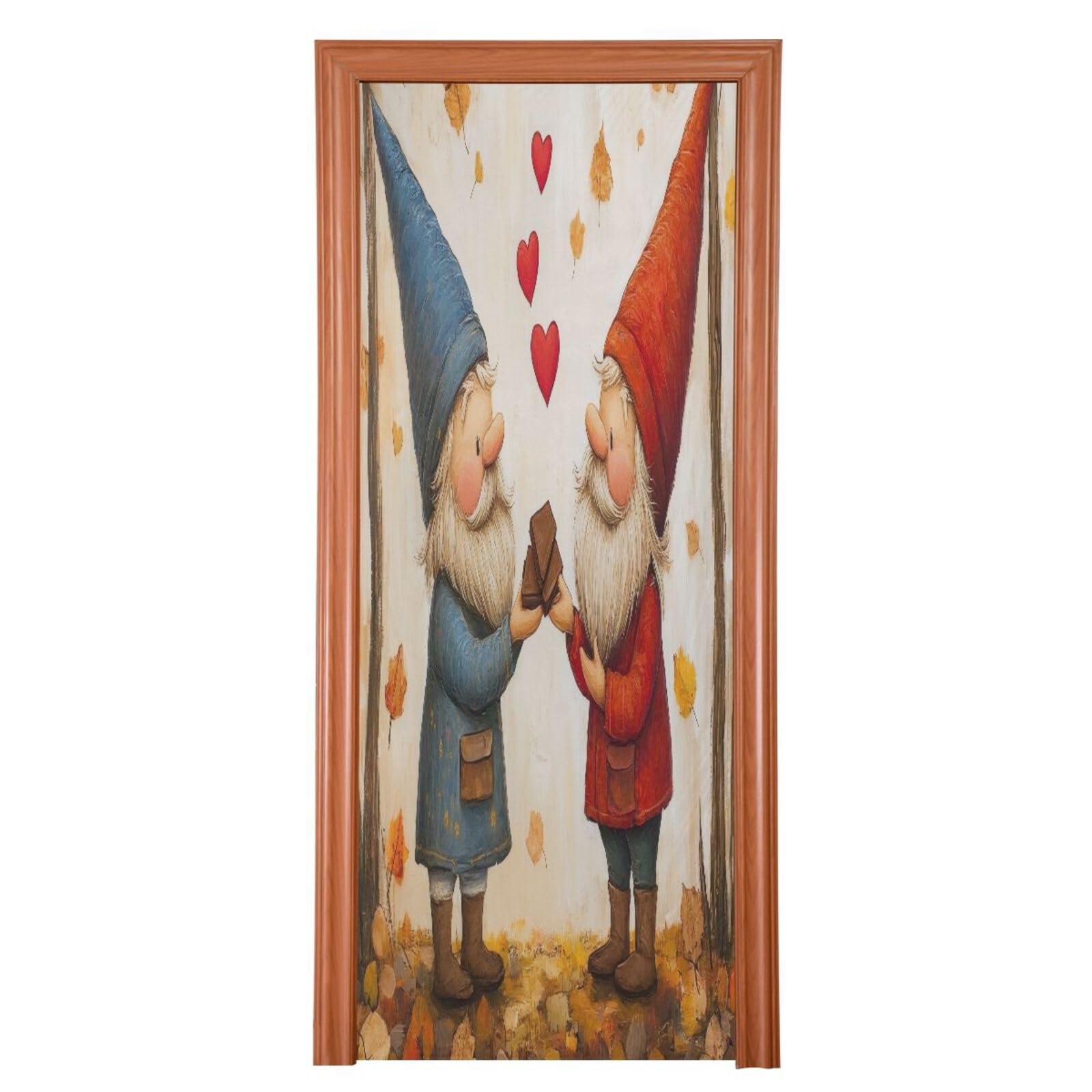 FLildon Valentine Gnome Couple Door Cover Decoration, Party Accessory Porch Decor for Festive Ornament Room Door Covers 32 x 79 Inch