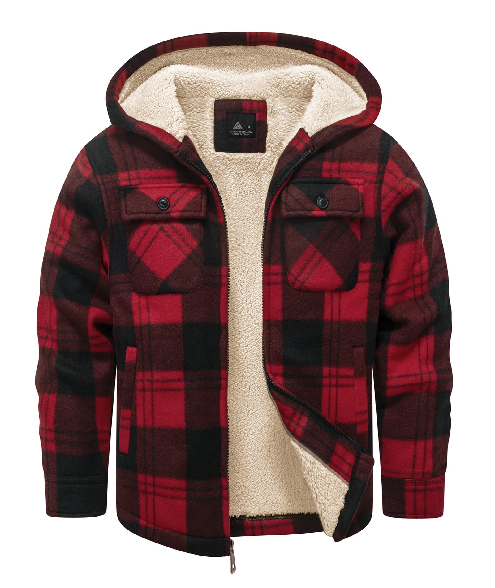 zitysport Chaqueta Niños Camisa Invierno Gruesa Sudadera con Capucha A Cuadros Niño Cremallera Cálida De Franela Chicos Sudadera Aire Libre Forrado Invierno Para Bolsillo