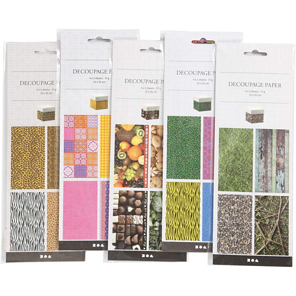 Carta per decoupage, foglio 25 x 35 cm, 17 g, 480 fogli