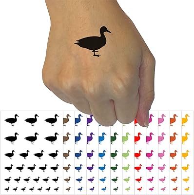 Duck Standing Solid Temporary Tattoo Water Resistant Fake Body Art Set Collection - Yellow (One Sheet)