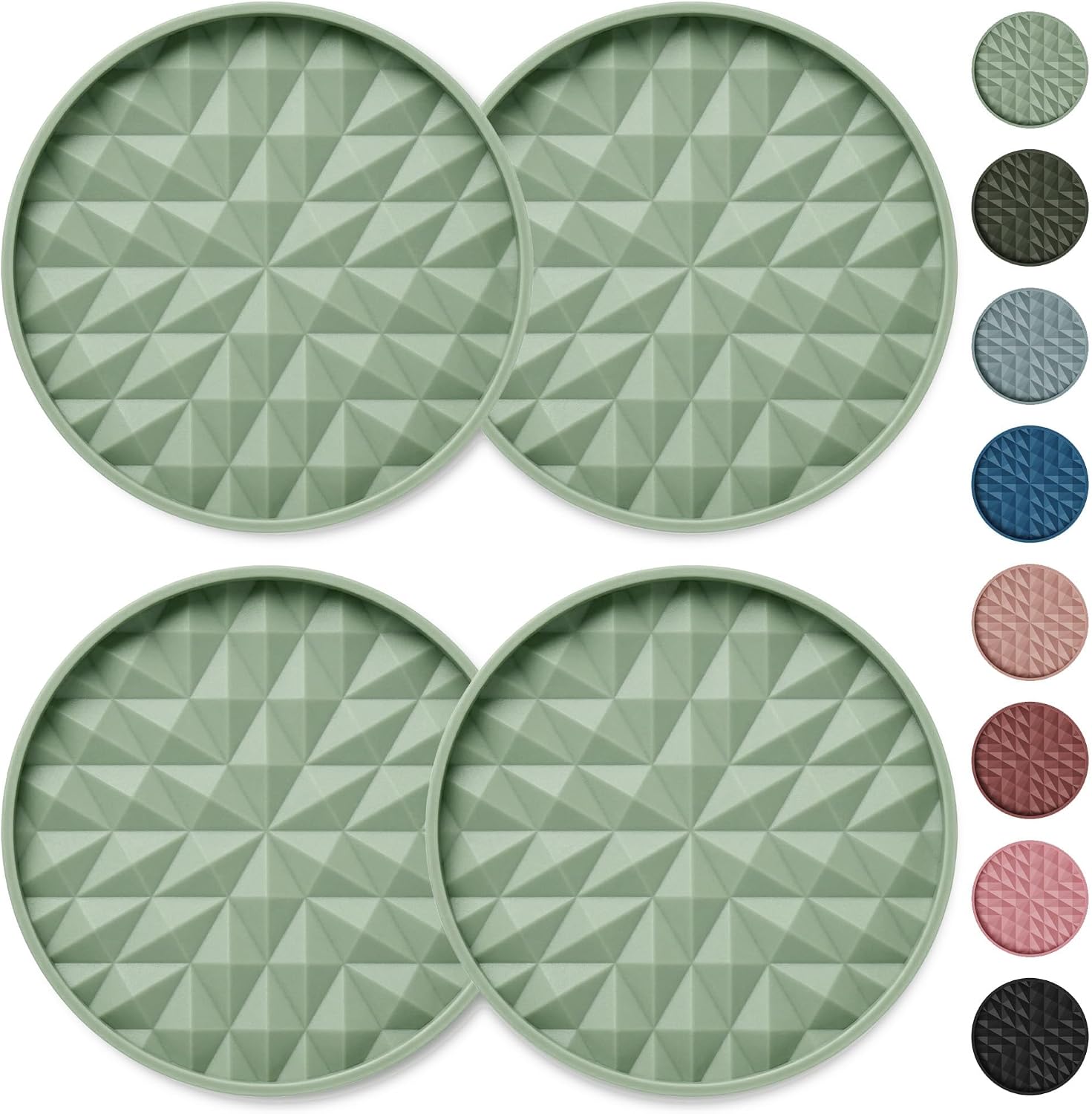 Silicone Car Coasters Set of 4, 2.75" Cup Holder Mats
