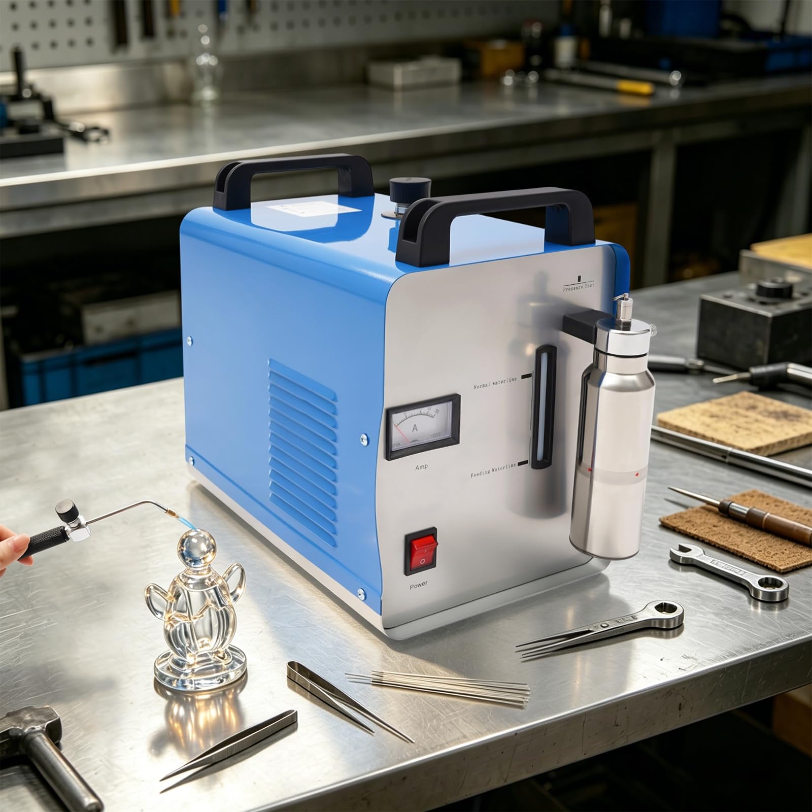 HHO Acryl Poliermaschine Flammenpolierer Wasserstoff Schweißgerät H160A | 75L/H Gasleistung, über 2800°C Flamme, für Plexiglas unter 5mm & Feinschweißen, mit Wasser betrieben, ohne Elektrolytpulver