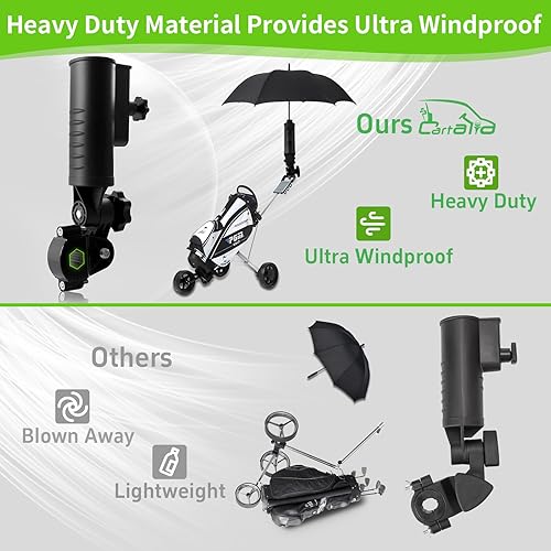 Miniatura 4 de Soporte de paraguas de carrito de golf resistente, base de aleación de aluminio mejorada, ultra resistente al viento, soporte universal para